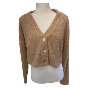 White Fable button up cropped sweater